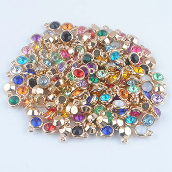 12pcs/lot mixed Birthstone charms 11mm Acrylic gold pendant for Diy Personalized Necklace and Bracelet Free shipping XY160419