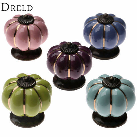 Vintage Furniture Handle Pumpkin Ceramic Door Knobs Cabinet Knobs and Handles for Furniture Drawer Cupboard Kitchen Pull Handle