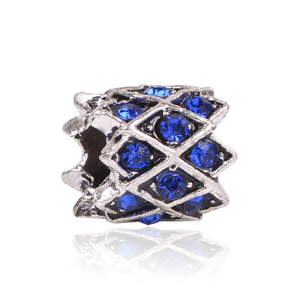 2017 Hot Sale Plated Silver Blue Enamel Charm Bead Fit Original Pandora Beads Bracelet Necklace Authentic Fashion Jewelry