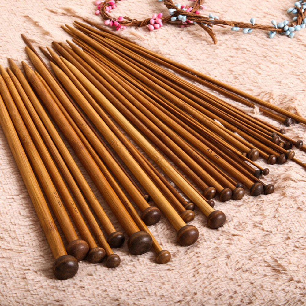 36pcs/lot 18 Size Carbonize Bamboo Single Pointed Crochet Knitting Needles Set Kit Smooth Crochet Tool Needle Arts Craft