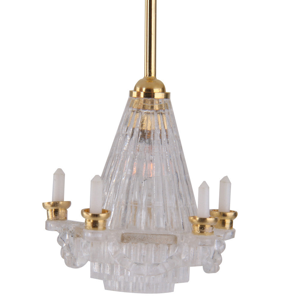 Dollhouse Miniature 12V LED Chandelier Ceiling Lighting Lamp Electric W/5 Candle for 1/12 Doll House Furniture Decoration Gold