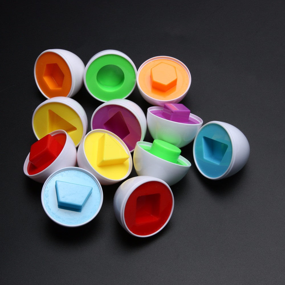 12Pcs/set Learning Education Toys Mixed Shape Pretend Puzzle Smart Egg Baby Kid Kitchen Toys Learning Puzzles 6 Capsule Eggs