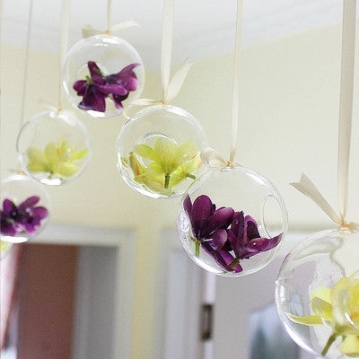 O.RoseLif Brand Tiny Hot Clear Glass Globes With 1 Hole Flower Hanging Vase Hydroponic Home Office Wedding Decor