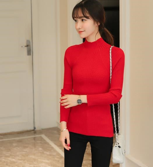 New 2017 Spring Fashion Women sweater high elastic Solid Turtleneck sweater women slim sexy tight Bottoming Knitted Pullovers