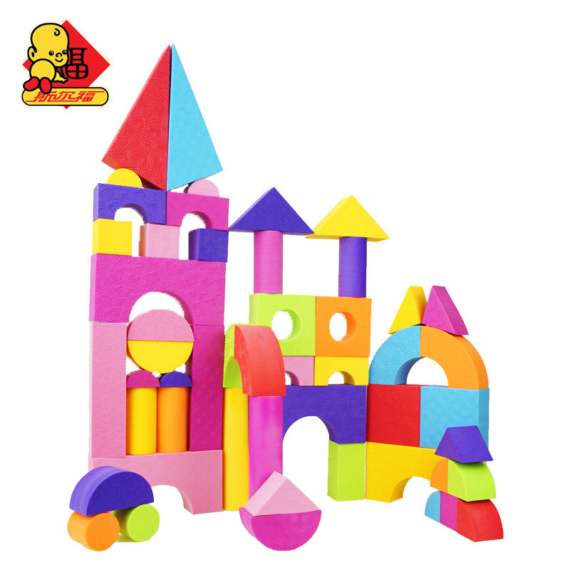Hot Selling EVA Safe Children Building Brick Block Foam Construction Soft Toy Kid Zip Case 50 pcs Kids Intelligence Exercise