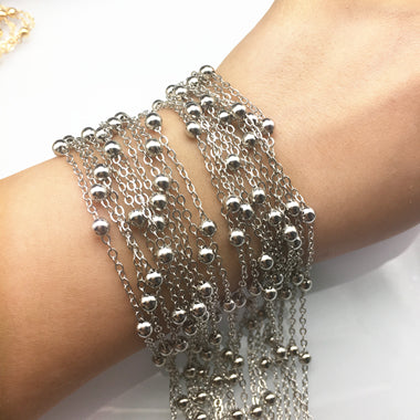 GUFEATHER DIY chain Bangle making materials  making sexy waist Peas chain Shiny products beads:4mm chain :2mm 500cm