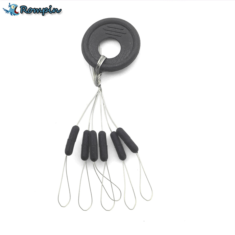Rompin Highly Commend 10 Pcs 6 in 1 Size S M L Black Rubber Oval Stopper Fishing Bobber Float