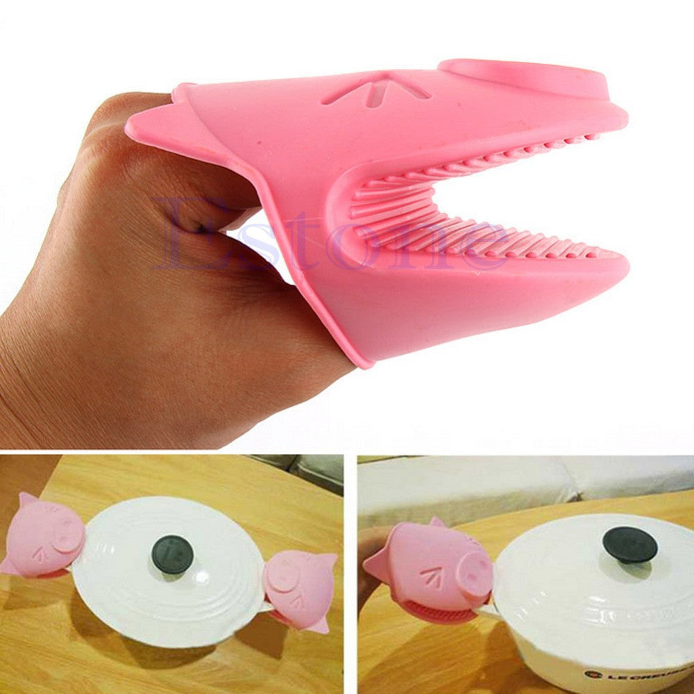 Kitchen Cooking Cake Bakeware Heat Resistant Silicone Oven Piggy Insulated Non-slip Glove Short Finger Hand Clip Oven Mitt Pot