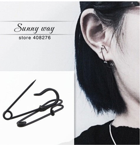 Timlee E210 Free Shipping Party Punk Personality Alloy Safety Pin Puncture Earring,AlloyFashion Jewelry