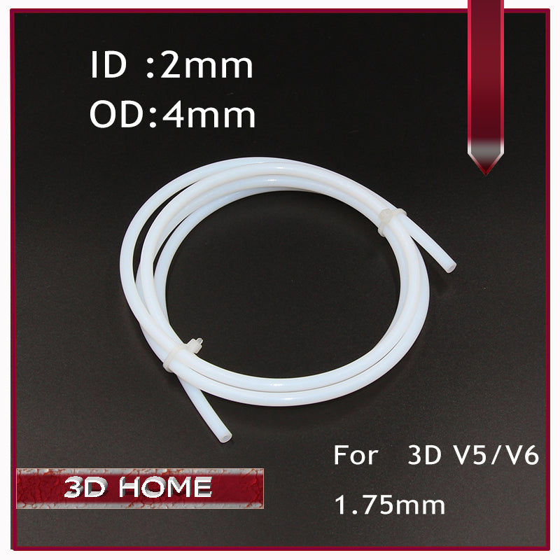 1M PTFE Tube Teflon PiPe to J-head hotend RepRap Rostock Bowden Extruder for 3D V5 V6 1.75mm filament ID 2mm OD 4mm