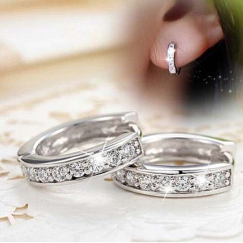 Lovely Charm Hook Crystal Rhinestone Silver Dangle Earrings Fashion Jewelry Earring For Women statement Jewelry