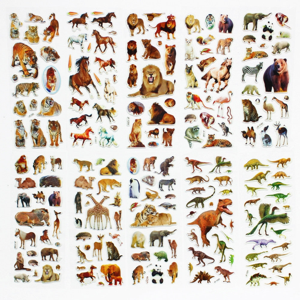 5 Sheets/set Wildlife Wild Animals Scrapbooking Bubble Puffy Stickers Kawaii Emoji Reward Kids Toys Factory Direct Sales ST01