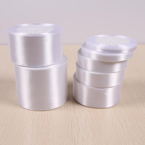 Wholesale 25 Yards White Silk Satin Ribbon Wedding Party Decoration Gift Wrapping Christmas New Year Apparel Sewing Fabric