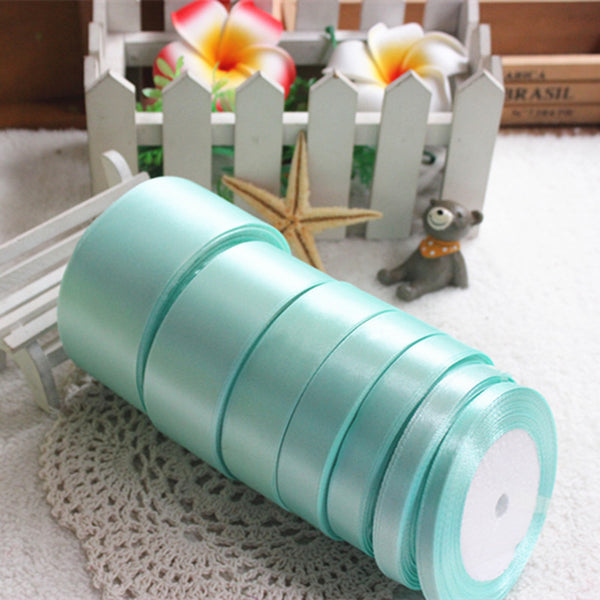 25 Yards Mint Green Silk Satin Ribbon Wedding Party Decoration Gift Wrapping Christmas New Year Apparel Sewing Fabric Ribbon