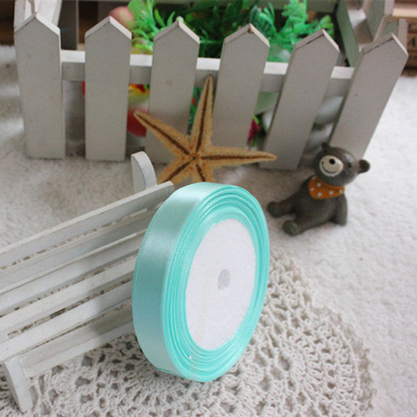 25 Yards Mint Green Silk Satin Ribbon Wedding Party Decoration Gift Wrapping Christmas New Year Apparel Sewing Fabric Ribbon