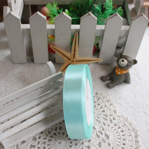 25 Yards Mint Green Silk Satin Ribbon Wedding Party Decoration Gift Wrapping Christmas New Year Apparel Sewing Fabric Ribbon