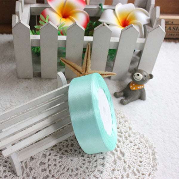 25 Yards Mint Green Silk Satin Ribbon Wedding Party Decoration Gift Wrapping Christmas New Year Apparel Sewing Fabric Ribbon