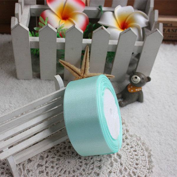 25 Yards Mint Green Silk Satin Ribbon Wedding Party Decoration Gift Wrapping Christmas New Year Apparel Sewing Fabric Ribbon