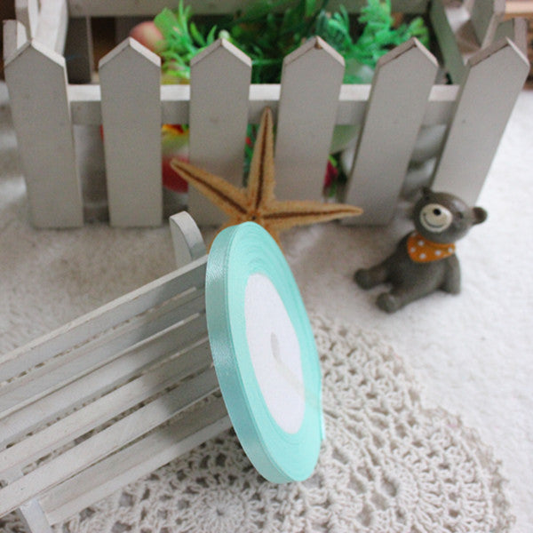 25 Yards Mint Green Silk Satin Ribbon Wedding Party Decoration Gift Wrapping Christmas New Year Apparel Sewing Fabric Ribbon
