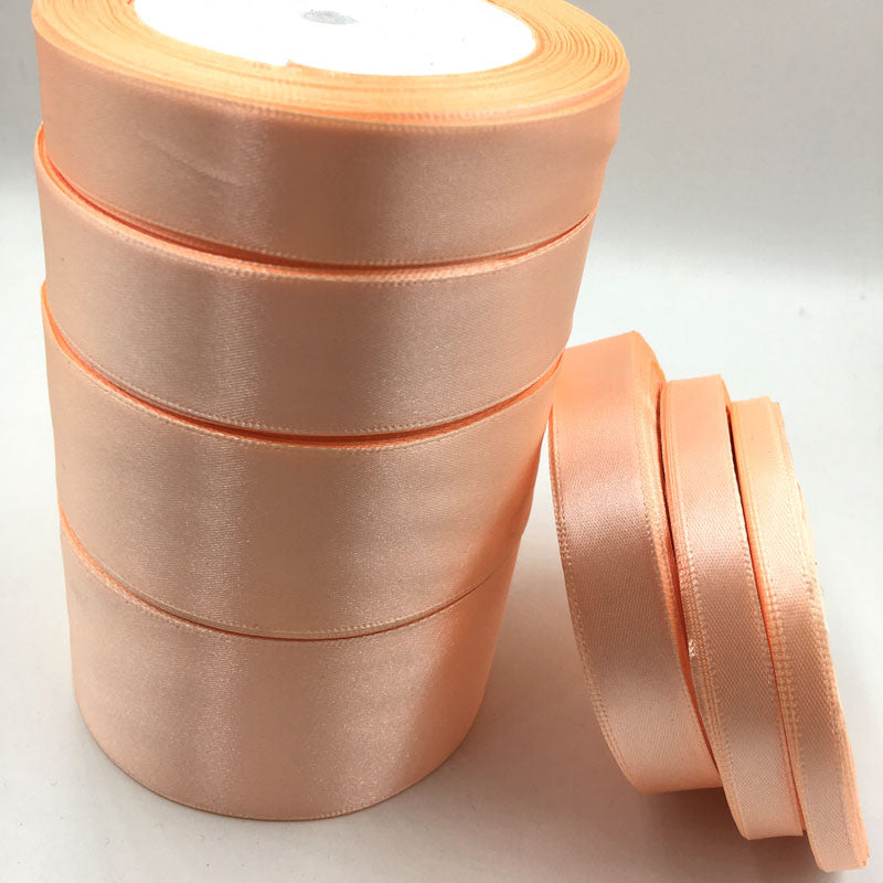 Peach Silk Satin Ribbon with gold Wedding Party Decoration Gift Wrapping Christmas New Year Apparel Sewing Fabric gift Ribbon