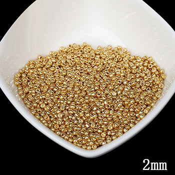 Gold and Silver 2mm 1000pcs Crystal Spacer Czech Glass Seed Beads Beading For Jewelry Making Handmade DIY Earring Necklace Nail