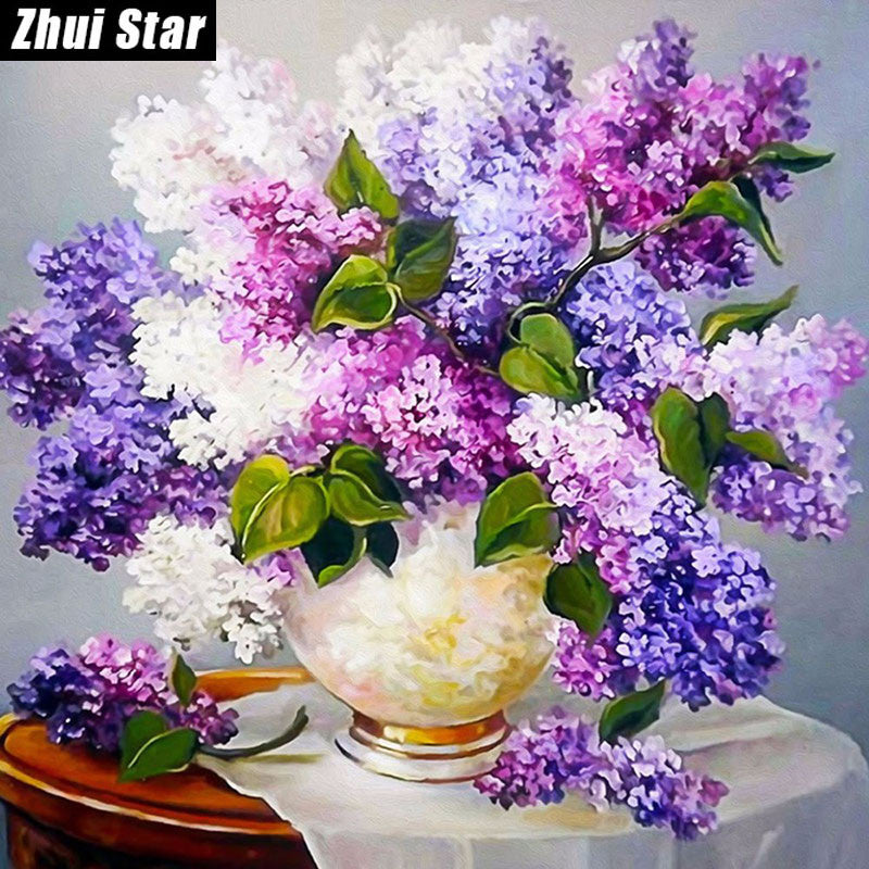 DIY 5D Purple Lavender Flower square Diamond Painting Cross Stitch Kids Diamond Embroidery Diamond Mosaic Home Decoration zx