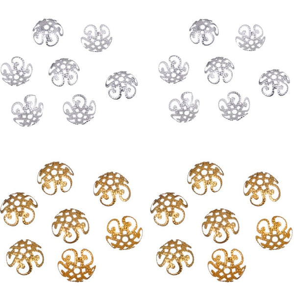 LNRRABC 100 pcs/200 pcs/lot 2015 High Quality pesca DIY Hollow Flower Metal Charms Bead Caps for Jewelry Making 10m