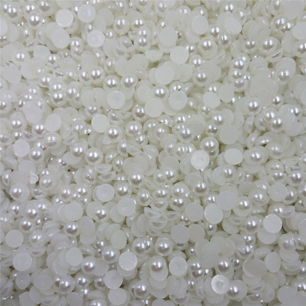 LNRRABC Sale 300 piece/lot 6MM Half Round Acrylic Imitation Flatback Pearl Beads for Jewelry Making Decoration Nail Art Phone