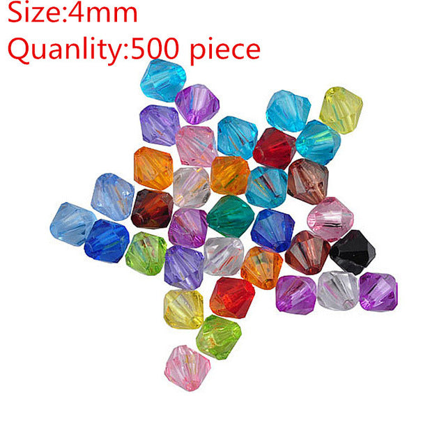 LNRRABC 4/6/8/10MM DIY Transparent Mix/White Rondelle Loose Spacer Round Acrylic Beads Bicone Faceted Bead Jewelry Making