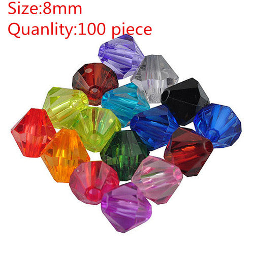 LNRRABC 4/6/8/10MM DIY Transparent Mix/White Rondelle Loose Spacer Round Acrylic Beads Bicone Faceted Bead Jewelry Making