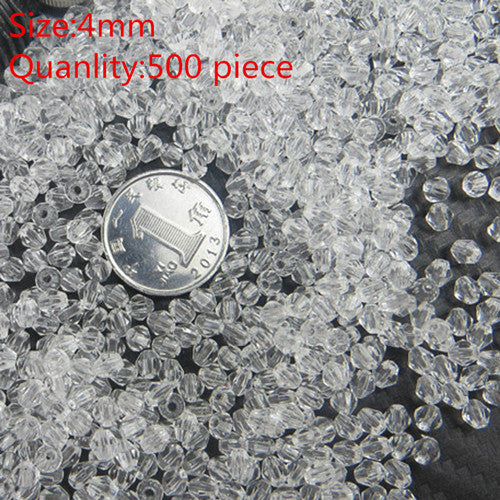 LNRRABC 4/6/8/10MM DIY Transparent Mix/White Rondelle Loose Spacer Round Acrylic Beads Bicone Faceted Bead Jewelry Making