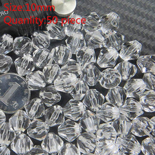 LNRRABC 4/6/8/10MM DIY Transparent Mix/White Rondelle Loose Spacer Round Acrylic Beads Bicone Faceted Bead Jewelry Making