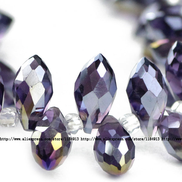JHNBY Briolette Pendant Waterdrop AAA Austrian crystal beads 6*12mm 50pcs Teardrop glass beads for jewelry making bracelet DIY