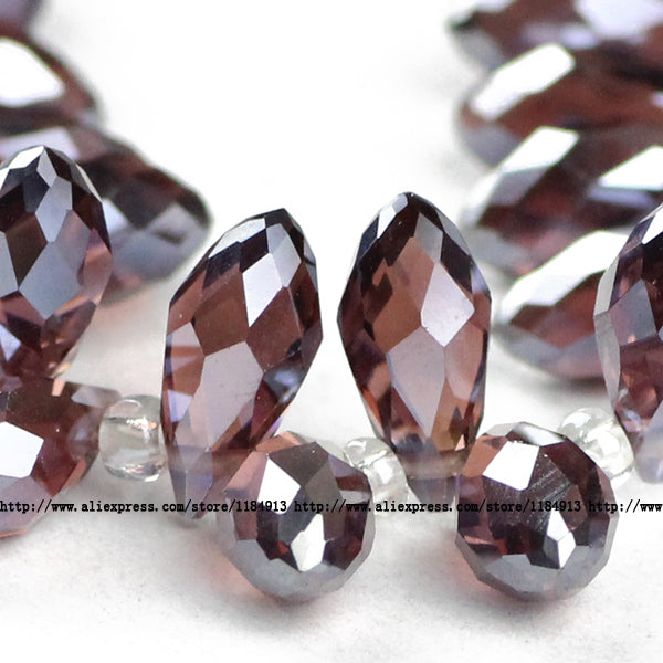 JHNBY Briolette Pendant Waterdrop AAA Austrian crystal beads 6*12mm 50pcs Teardrop glass beads for jewelry making bracelet DIY