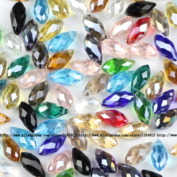 JHNBY Briolette Pendant Waterdrop AAA Austrian crystal beads 6*12mm 50pcs Teardrop glass beads for jewelry making bracelet DIY