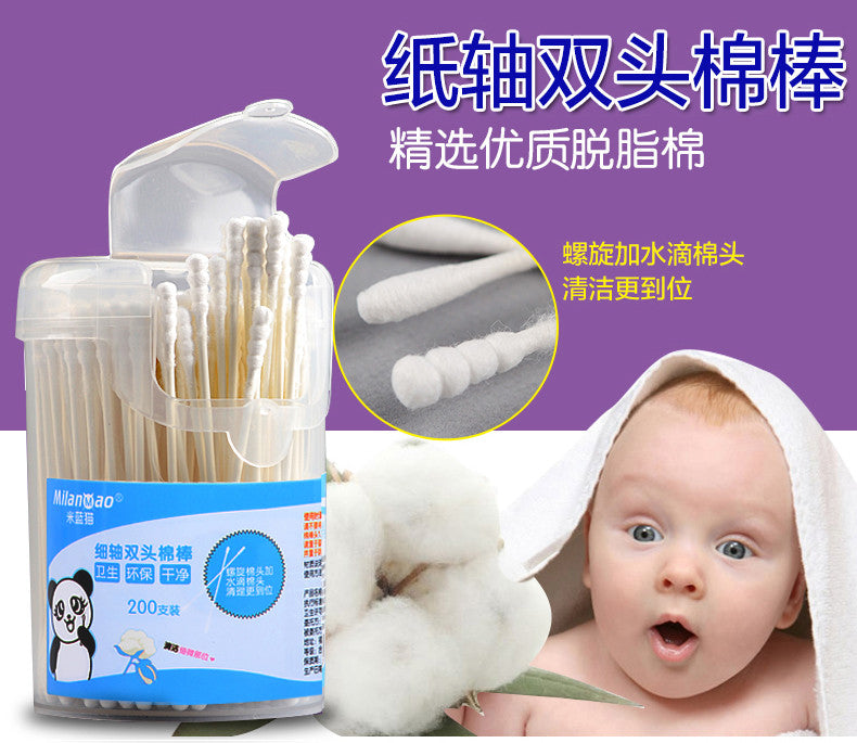 120Pcs/ baby Kid Lot New Cotton Swab Heart Shape Care Cotton Tipped Box Makeup Tools Color Small Boxed Cosmetic Cotton Buds