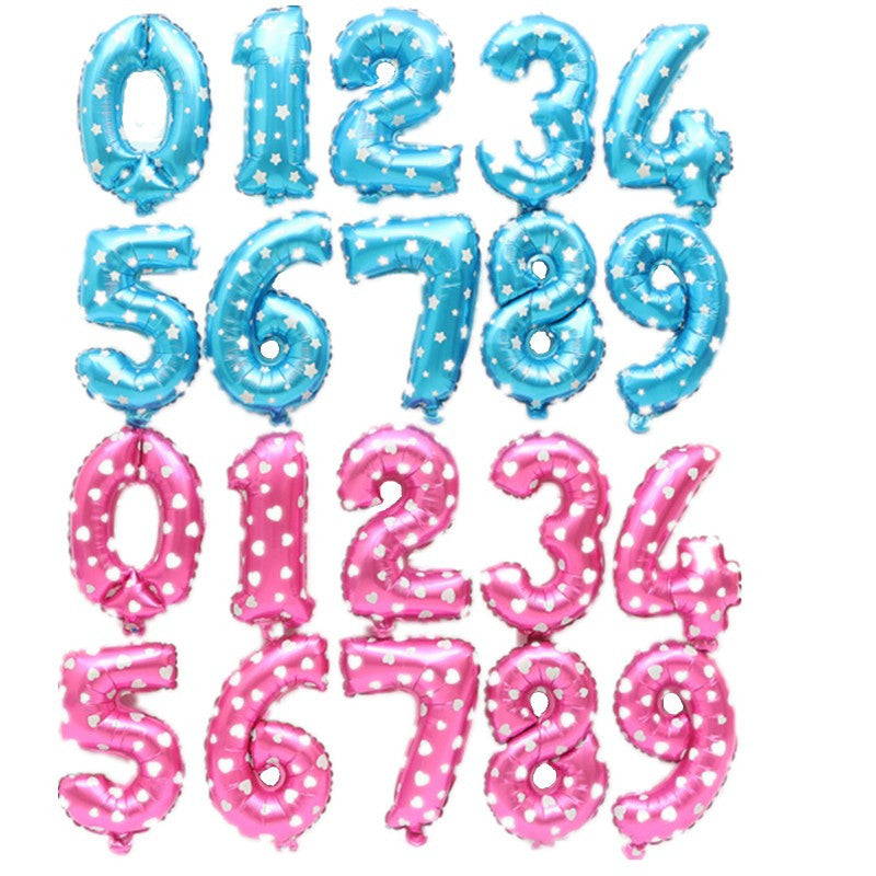 XXPWJ Free shipping aluminum balloons birthday party 0-9 gold and silver -Blue - Pink toy balloons wholesale