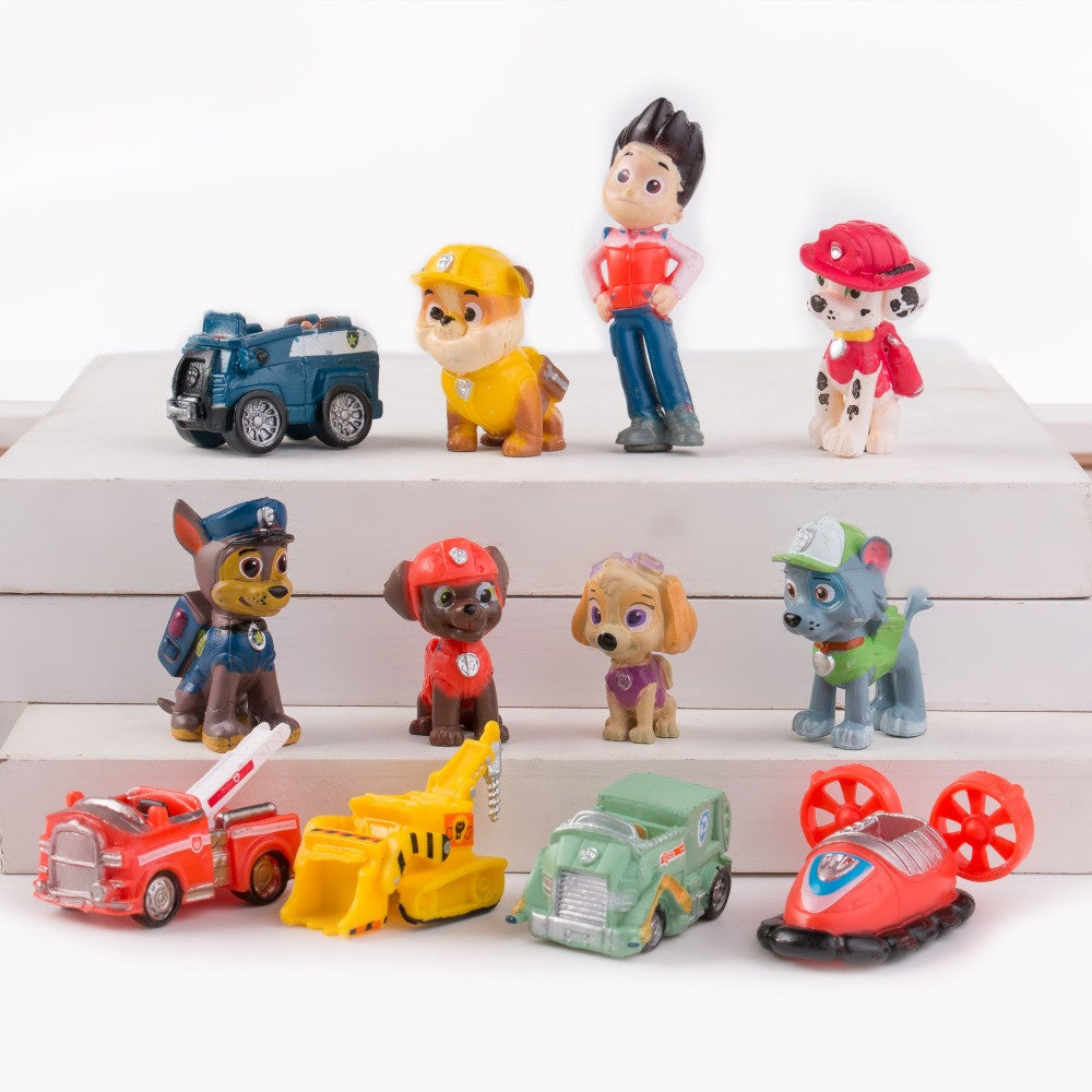 12pcs/set Canine Patrol Dog Toys Russian Anime Doll Action Figures Car Patrol Puppy Toy