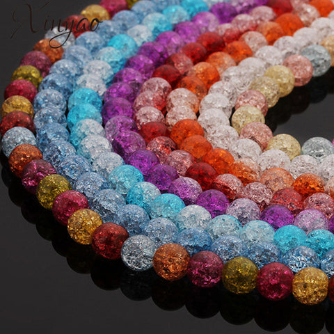 XINYAO 6 8 10 12 mm Natural Stone Beads White Snow Cracked Quartz Crystal Beads Spacer Beads For DIY Jewelry Making 40cm/strand