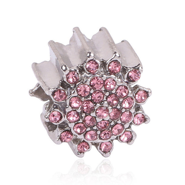 Couqcy Lovely Pink Beads Fit Original Pandora Bracelet Necklace Big Hole Diy Charms For Women Enamel Heart Shape Pendant Gift