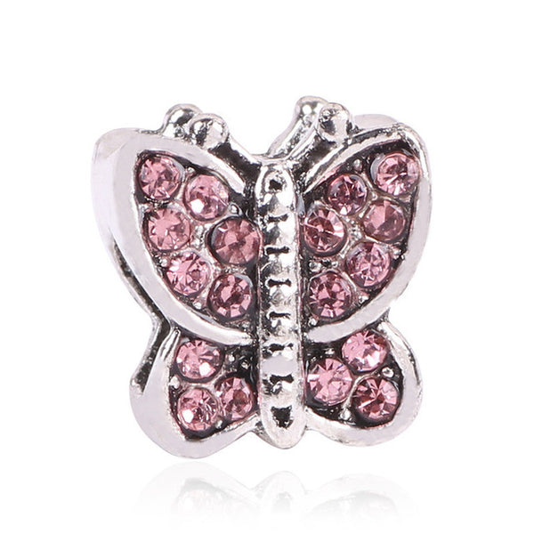 Couqcy Lovely Pink Beads Fit Original Pandora Bracelet Necklace Big Hole Diy Charms For Women Enamel Heart Shape Pendant Gift