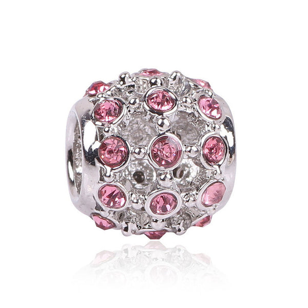 Couqcy Lovely Pink Beads Fit Original Pandora Bracelet Necklace Big Hole Diy Charms For Women Enamel Heart Shape Pendant Gift