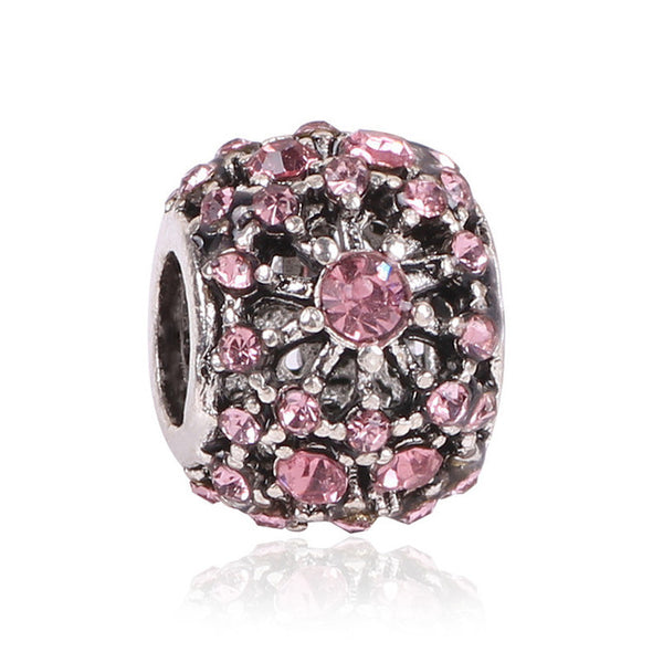 Couqcy Lovely Pink Beads Fit Original Pandora Bracelet Necklace Big Hole Diy Charms For Women Enamel Heart Shape Pendant Gift