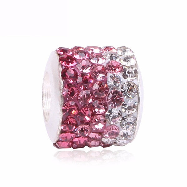 Couqcy Lovely Pink Beads Fit Original Pandora Bracelet Necklace Big Hole Diy Charms For Women Enamel Heart Shape Pendant Gift