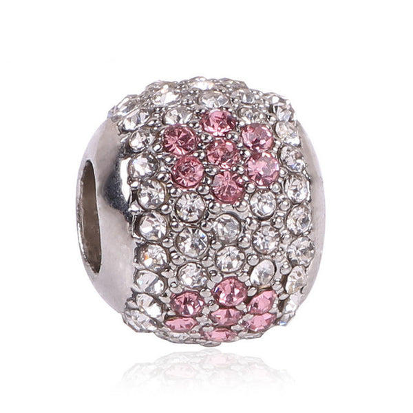 Couqcy Lovely Pink Beads Fit Original Pandora Bracelet Necklace Big Hole Diy Charms For Women Enamel Heart Shape Pendant Gift