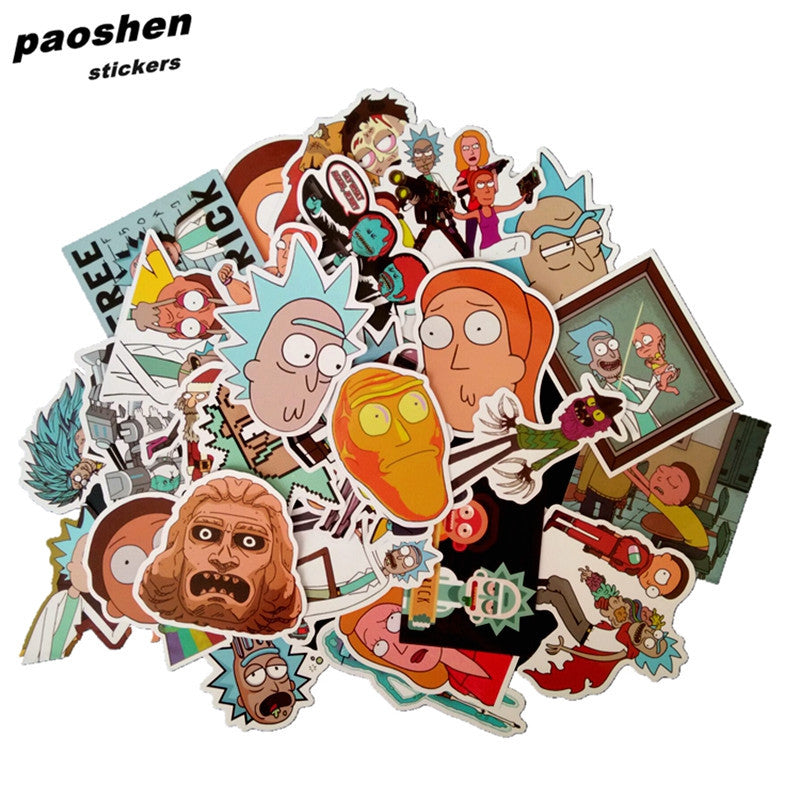 35Pcs/bag American Drama Rick and Morty Funny Sticker Decal For Car Laptop Bicycle Motorcycle Notebook Waterproof Stickers
