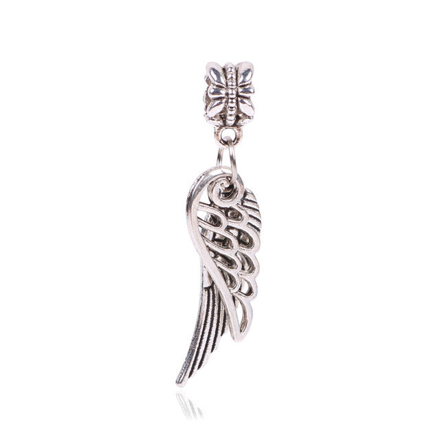 Couqcy Free Shipping 1Pcs Silver Bead Charm European Silver With Angel Wings Charm Pendant Bead Fit Pandora Bracelet
