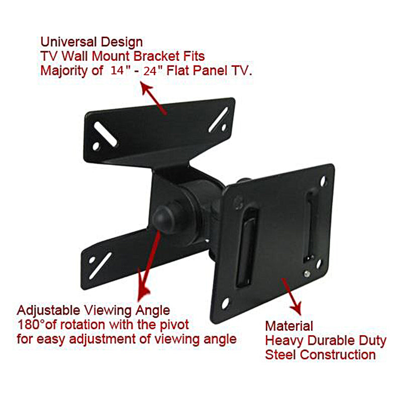 Universal 180 Degrees Rotated SPHC 14-24 Inch Durable Steel LCD LED Falt Panel Plasma TV Wall Mount Bracket
