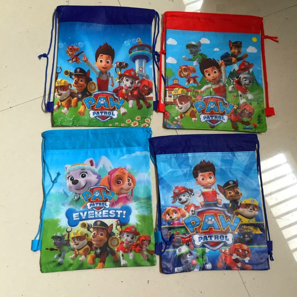 New Carton non-woven fabrics of dog patrol drawstring backpack paws shopping bag , event & party gift bag,