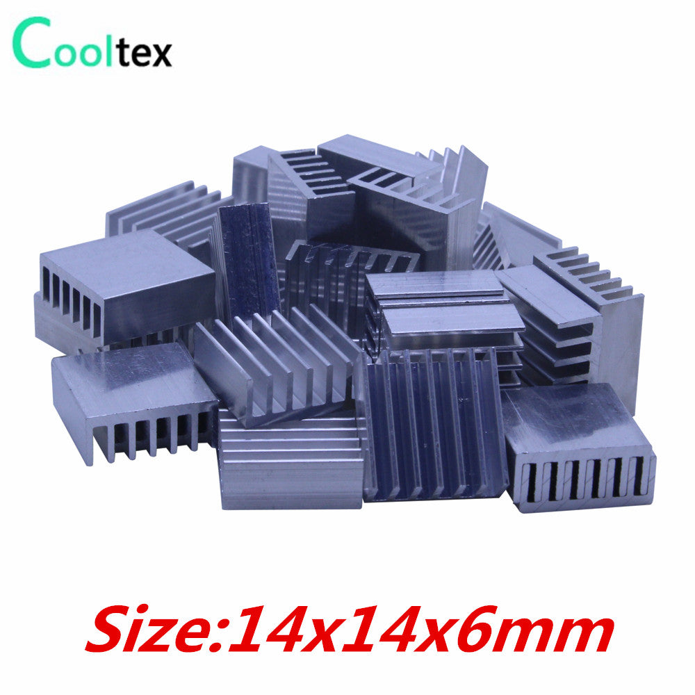 50pcs Extruded Aluminum heatsink 14x14x6mm , Chip CPU GPU VGA RAM LED IC radiator, COOLER